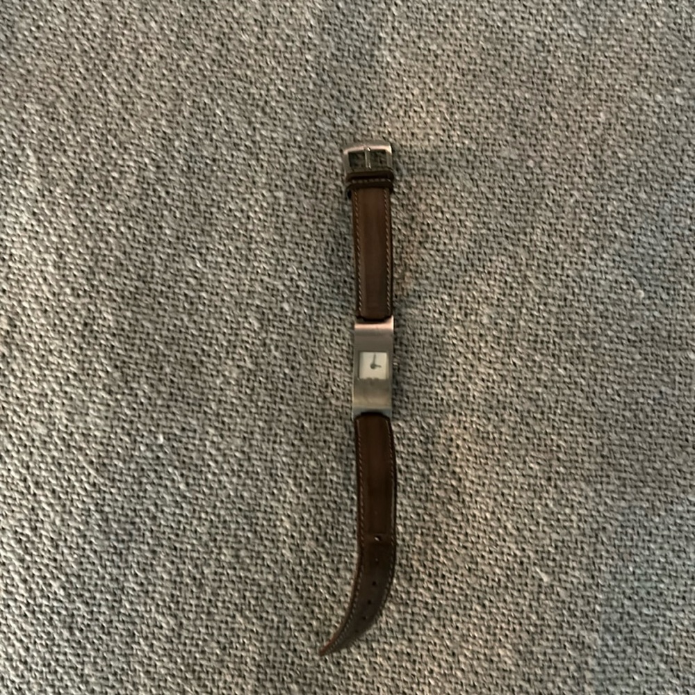 Coach stainless steel watch with brown leather band